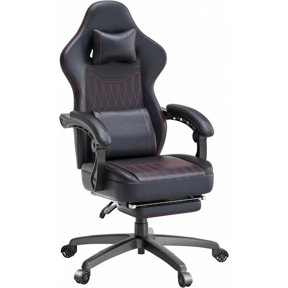 

Gaming Chair Breathable PU Leather, Ergonomic Chair with Massage Lumbar Support, Adjustable Swivel Office Chair with Footrest