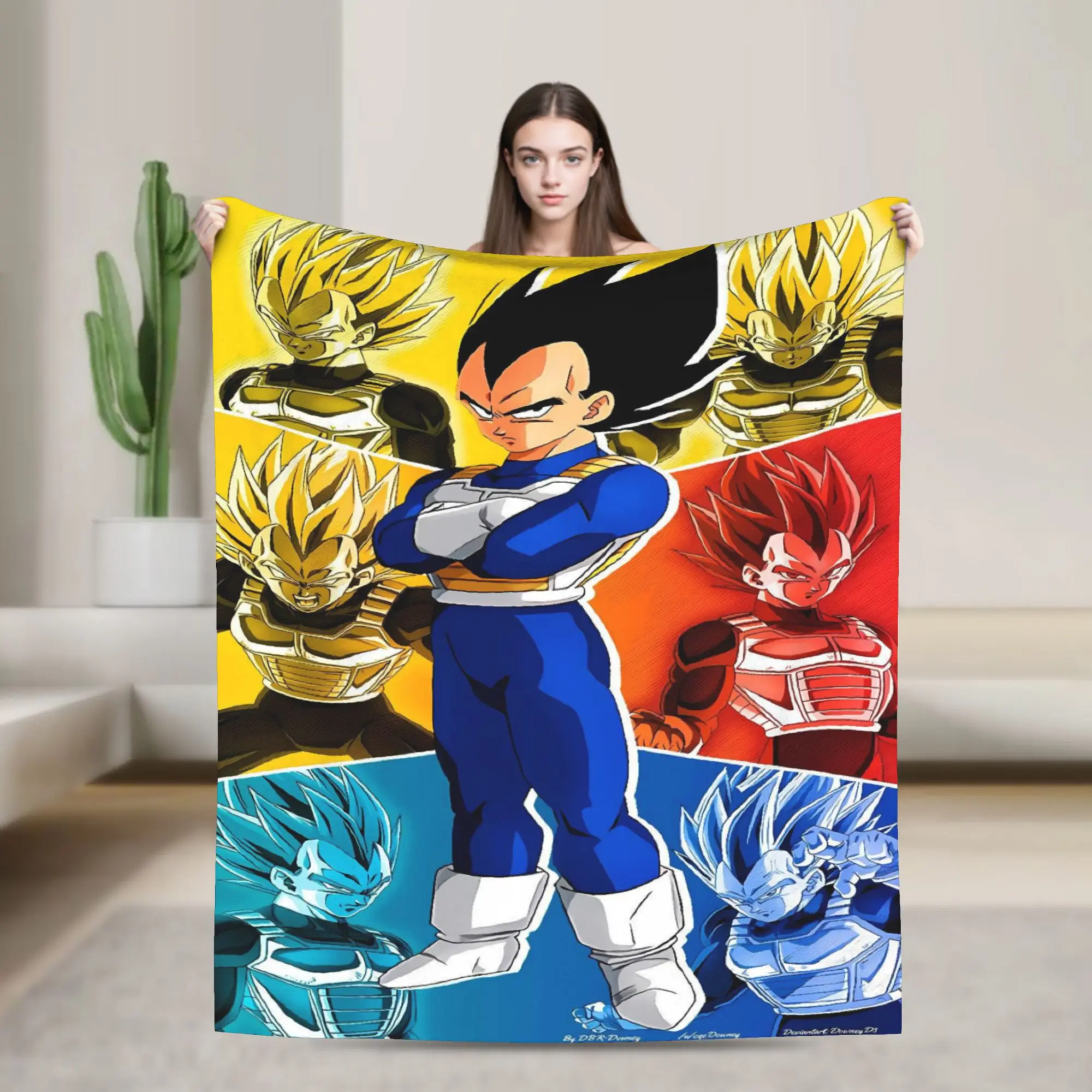 Vegeta Anime(1) Plush Blankets Boy Girl 3D Japanese Manga Flannel Throw Blanket For Outdoor Super Warm Quality Bedspread Gift