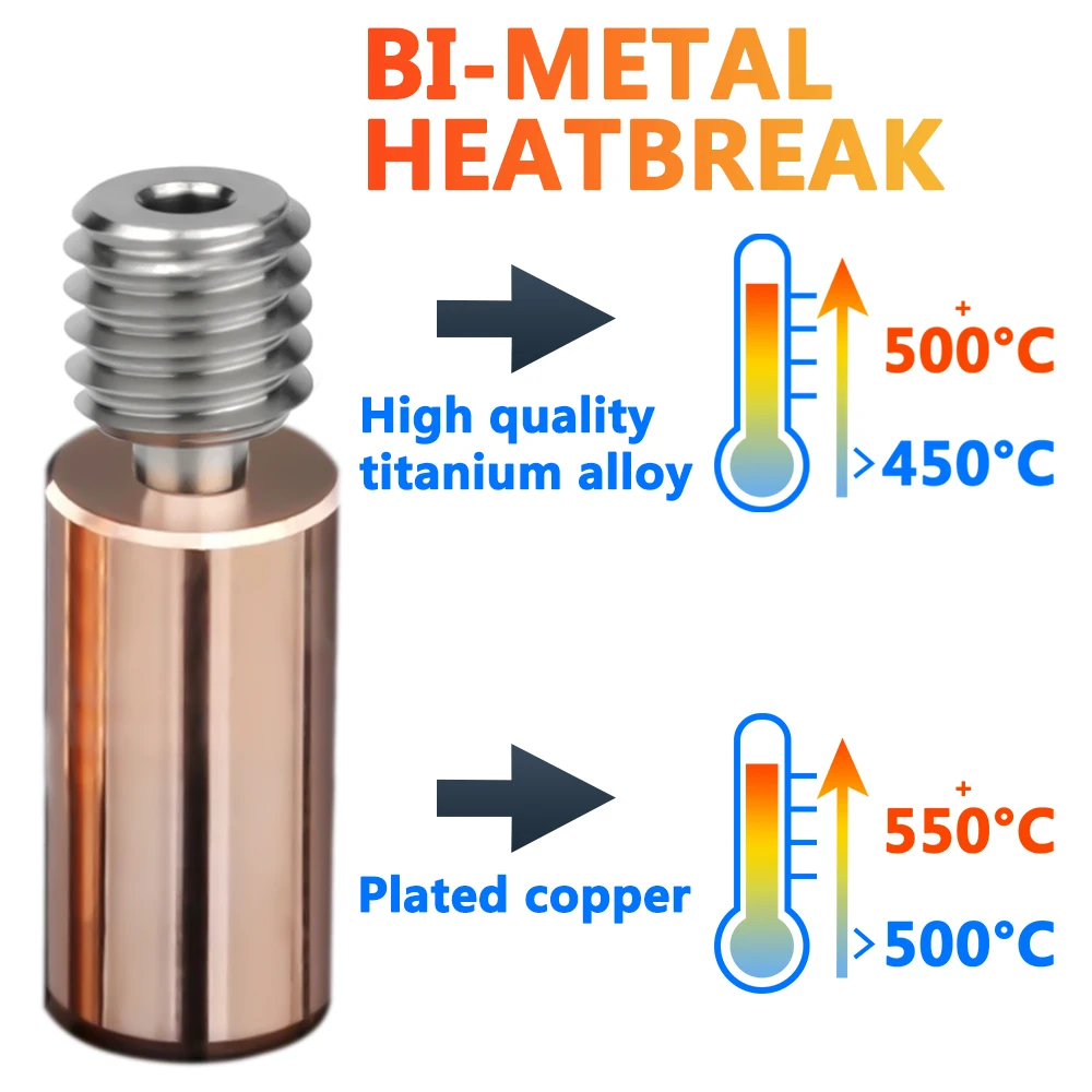 Imagem -04 - Atualizado Bimetal Heatbreak e Bloco de Calor de Cobre Banhado Impressora 3d Bico de 0.4 mm Hotend para Flyingbear Ghost Alta Qualidade