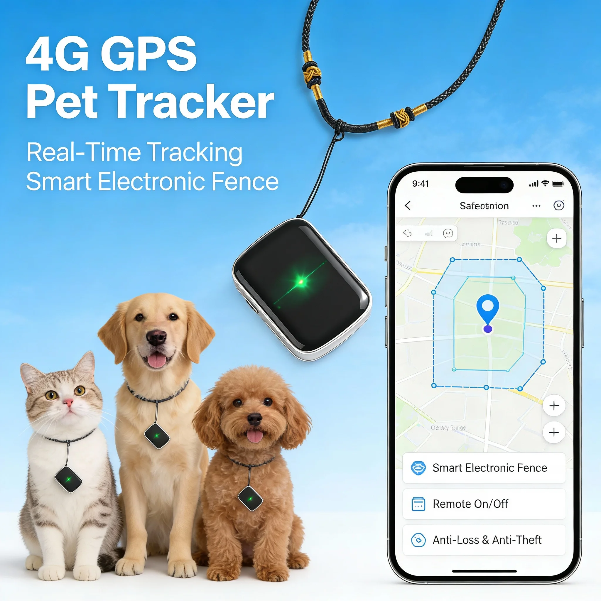 Mini 4G pet tracker for cat dog real time tracking GPS Locator, Anti-Lost Finder, Pet Items, Anti-loss location history