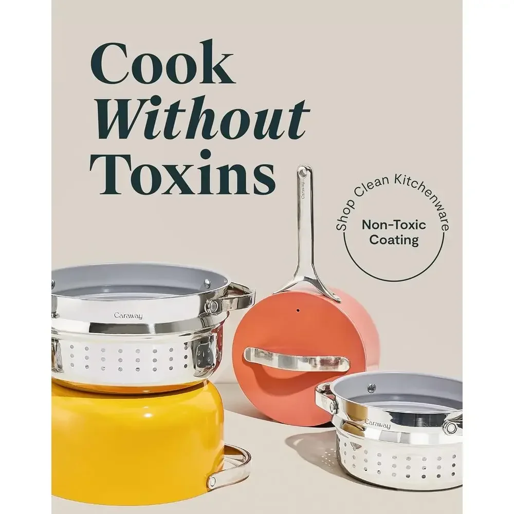 3-Quart Nonstick Saucepan with Lid and Steamer Insert - PTFE and PFOA Free, Oven Safe, Suitable for All Cooktops