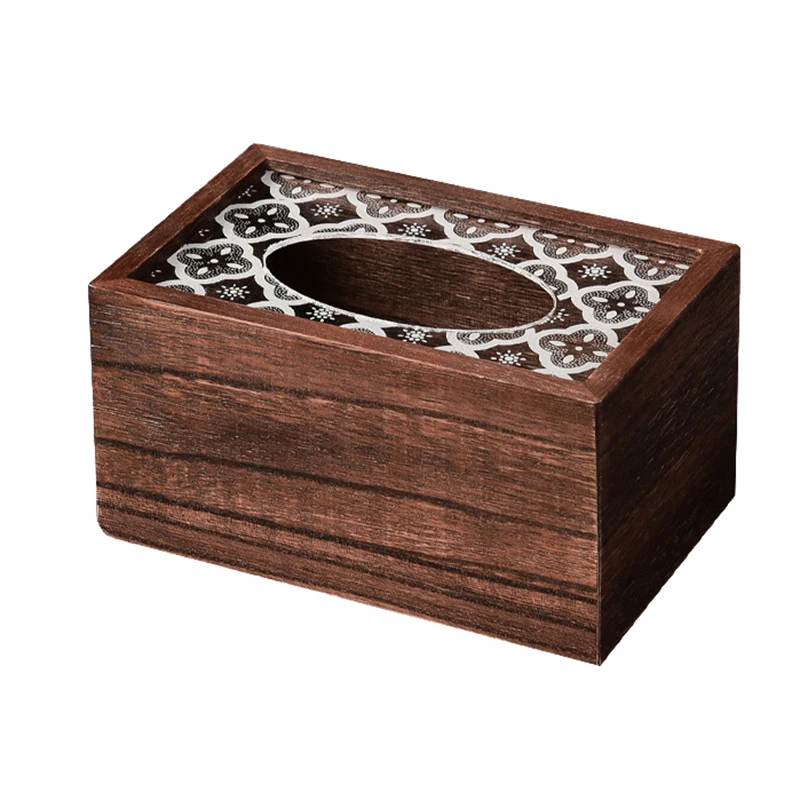 

Retro Wooden Tissue Holder Household Paper Towel Storage Box Desktop Napkin Organizer Removable Tissue Boxes For Home Office