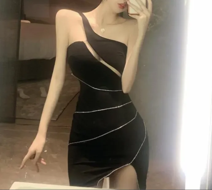 Sukienki wieczorowe Slim Sukienka z wysoką talią dla kobiet Odzież Y2K Street Style Summer New Fashion Sexy Skinny Hotsweet Short Dresses