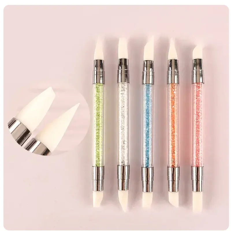 Nail art Stift Doppel Kopf Silikon Blume Sculpting Stift Einstellbare Kleber Stick Präge Stift Nail art Pinsel Jedes Zuhause Werkzeug