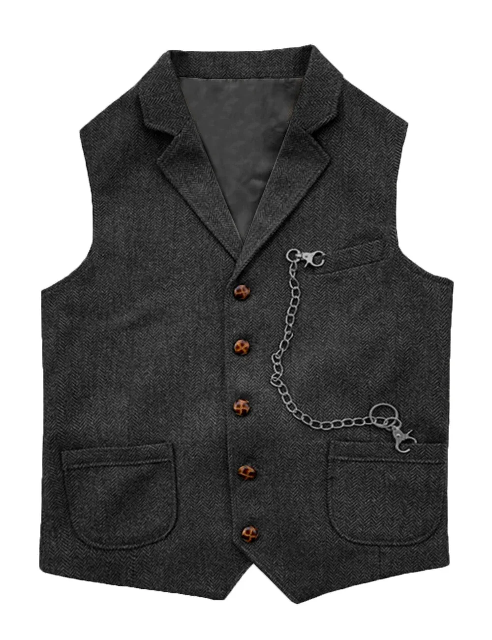 Men\'s Suit Vest for Men Male Classic Mens Brown Vest Gilet Cowboy Waistcoat Man Dress Tweed suits sleeveless Formal Business