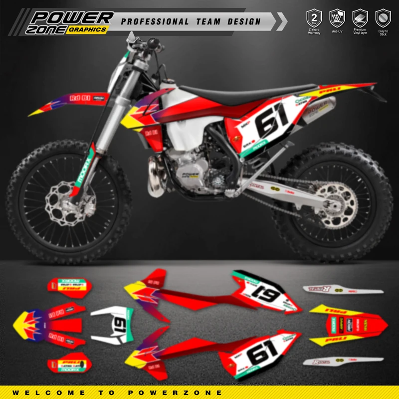 PowerZone Custom Team Graphics Backgrounds Decals Stickers Kit For KTM SX SXF MX 16-18  EXC XCW Enduro 17-19 125 to 500cc 119