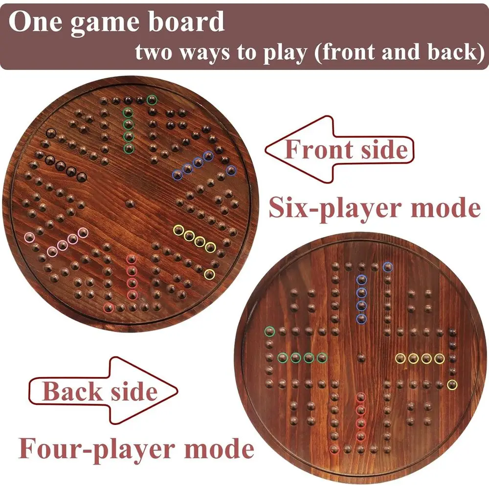 20 لوحة ألعاب Wahoo الفاخرة: خشب متين، 24 رخام أحجار كريمة، 6 نرد، مزدوجة الجوانب لـ 4-6 لاعبين