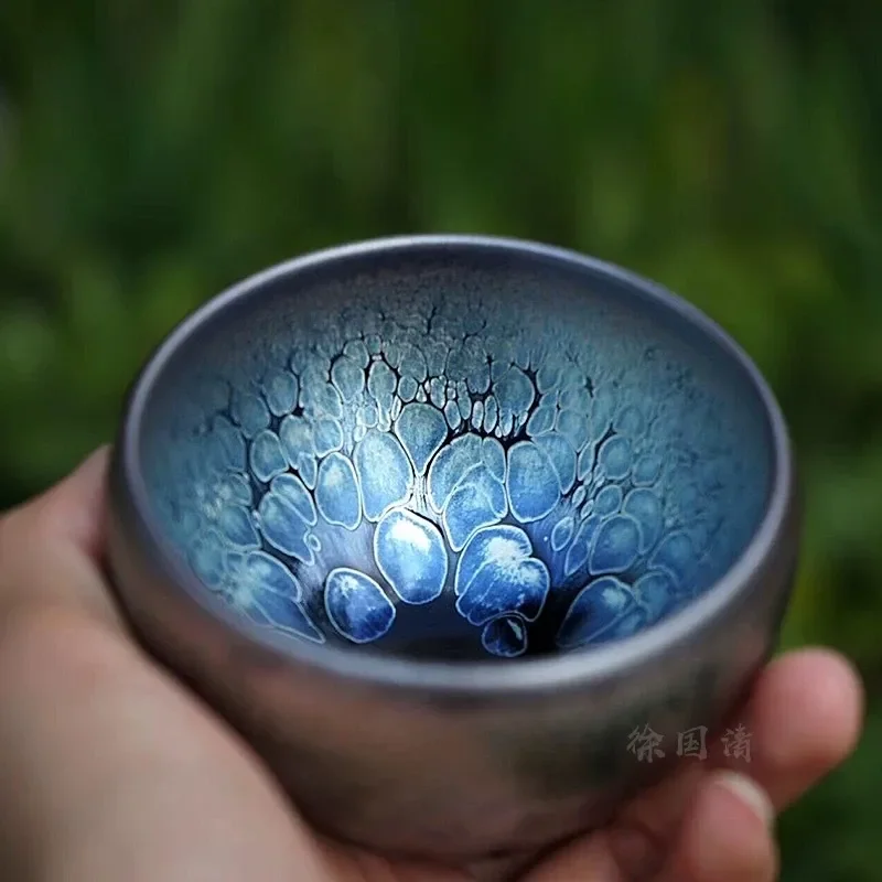 Jianyang Xu Guoqing Que Ling Jianzhan Master Vessel, Raw Ore Iron Tire Oil Drop Handmade Kung Fu Bowl, Tianmu Craft