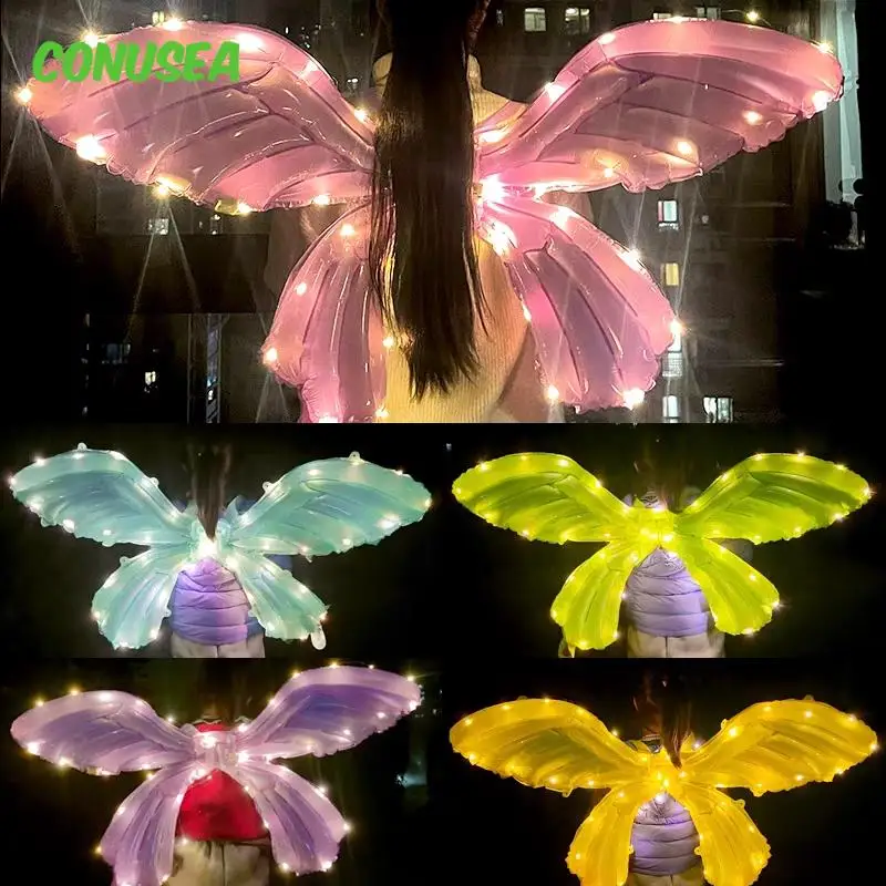 Inflatable ของเล่นปีกผีเสื้อกระเป๋าเป้เด็กผู้หญิงบอลลูน Angel Wing ของตกแต่งปาร์ตี้วันเกิดชุดเดรสสำหรับเด็กผู้หญิงเด็กน้อย Up บอลลูนเด็กวัน