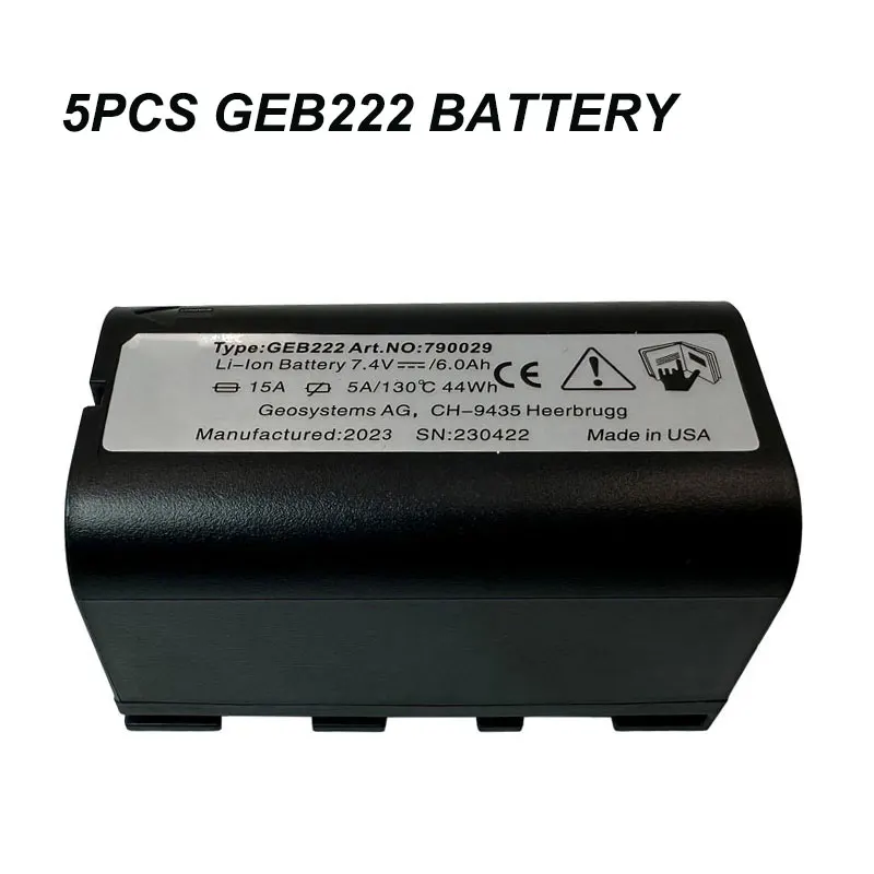 

5 шт. GEB222 аккумулятор для TS02 TS06 TS09/12/16 ATX1200 GPS1200 тахеометра 7,4 В 6000 мАч литиевый геодезический инструмент