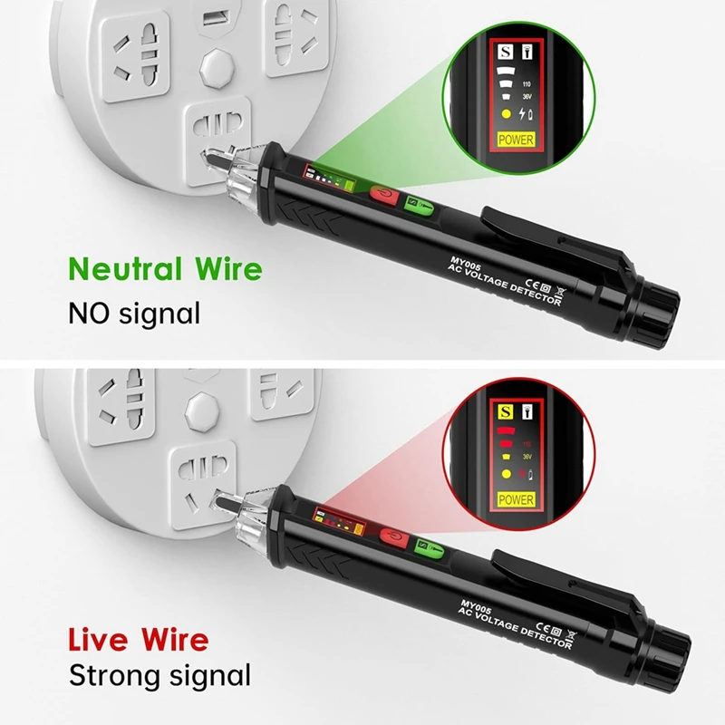 Voltage Tester With LED Digital Display, Dual Range 12-1000V AC/48-1000V AC, Non-Contact Electrical Tester Pen