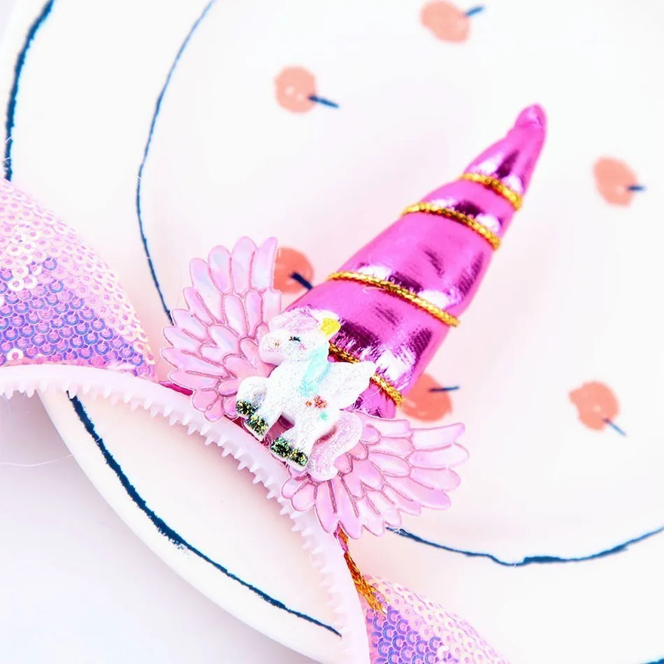 Kinder Geburtstag Party Zubehör Neue Einhorn Perücke Für Mädchen Mode Bunte Nette Kopfschmuck Kinder Haarnadeln Pailletten Haar Clips