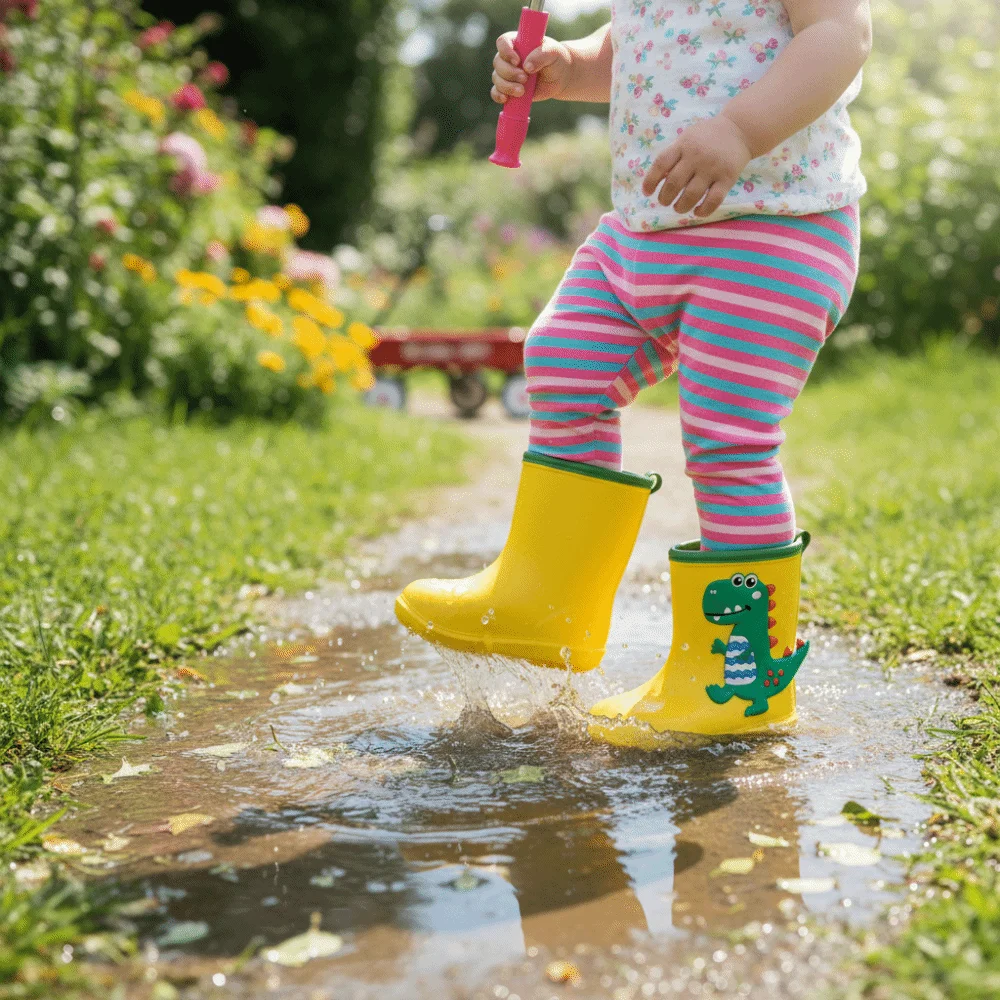 لطيف الكرتون نمط الأطفال احذية المطر عدم الانزلاق إيفا أحذية ماء مريحة لينة أحذية مقاومة للماء البركة القفز #4