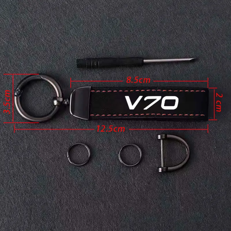 حلقات مفاتيح سيارة بإبزيم حدوة حصان متينة للرجال والنساء ، حلقات مفاتيح من جلد الغزال ، ملحقات الموضة ، فولفو V70 ، الهدايا