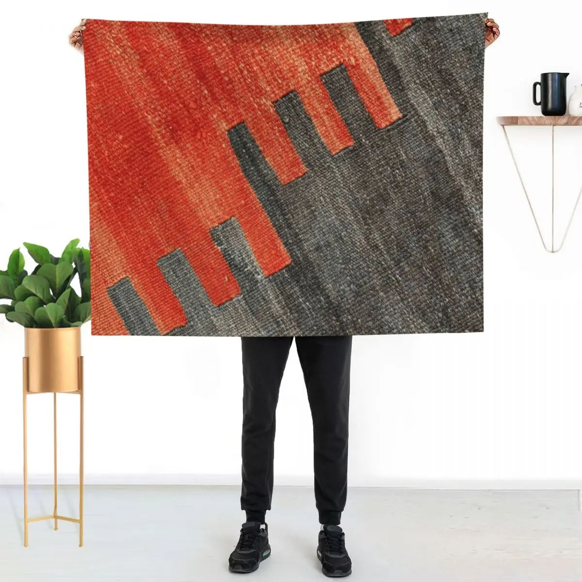 Vintage Decorative Kilim, Navaho Weave, Woven Aztec Textile Throw Blanket Hair Fashion Sofas Hairy funny gift Blankets