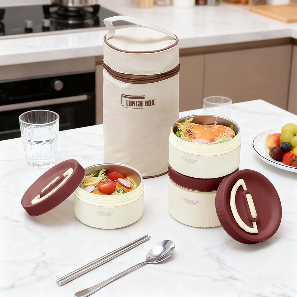 Portable Insulated Lunch Box, 304 Stainless Steel Inner, Leak-proof Sealed Soup Can, Bento Box With Portable Bag