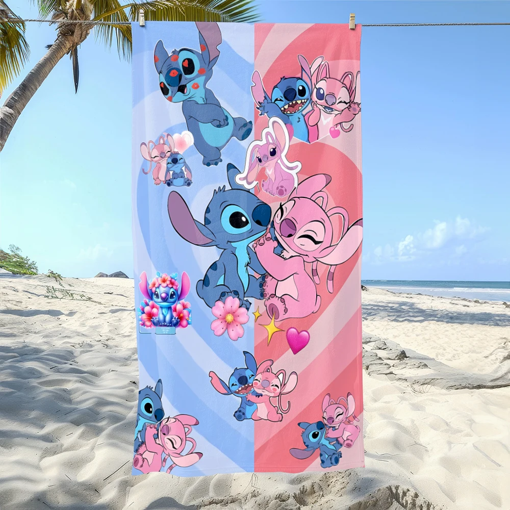 

Stitch and Angel Cartoon-Printed Beach Towel: Fun and Colorful for Summer! Suitable for towels,bath towels