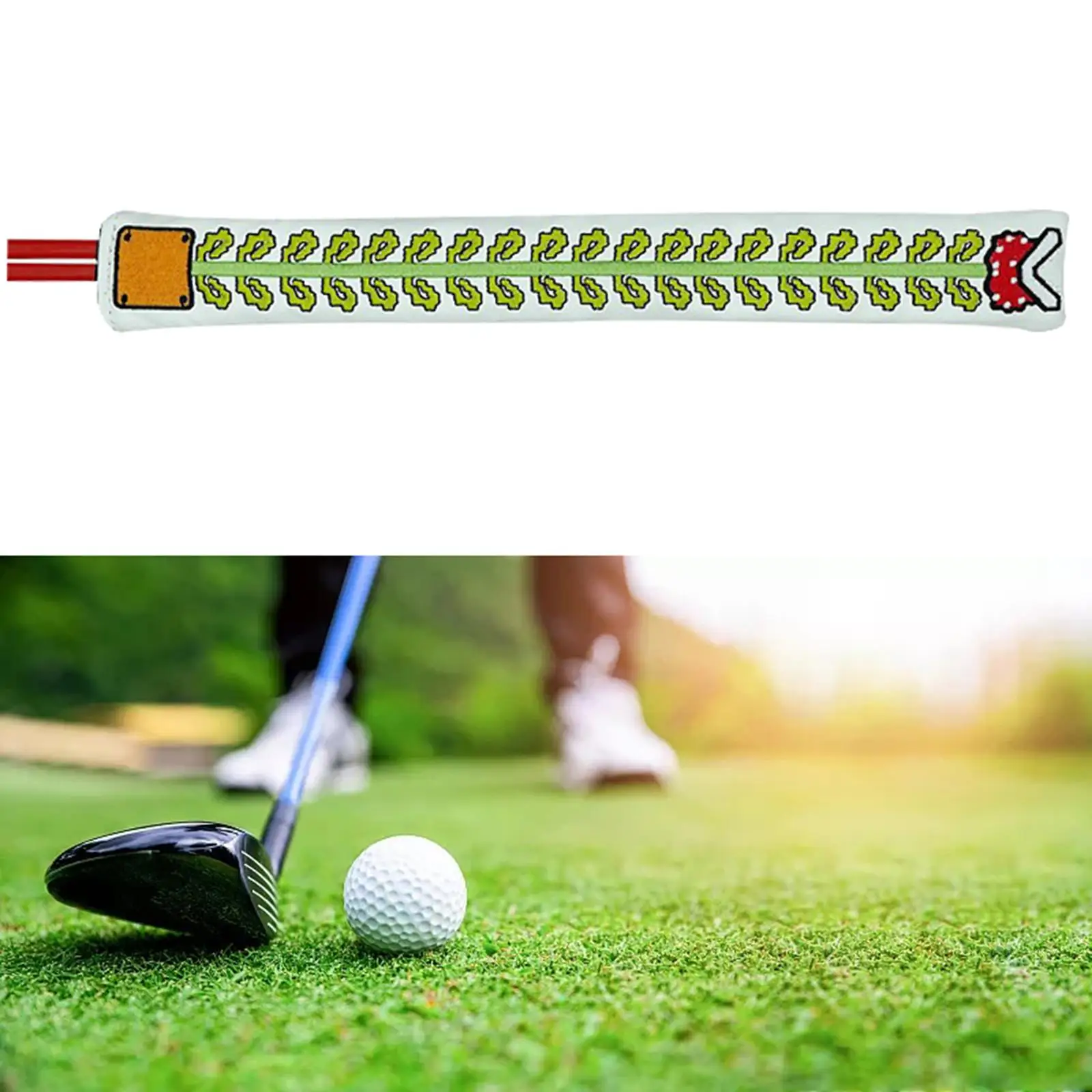 Golf Alignment Stick Protector Double Sided Embroidery PU Head Cover for Club Protection and Training