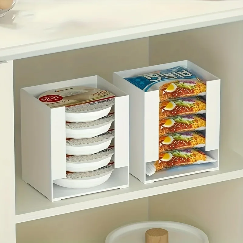 Estante organizador de almacenamiento de cocina de plástico apilable para almacenar tazas, pañuelos y artículos diversos