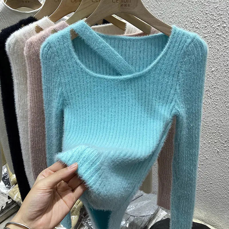 V Neck Sweaters Sueter Mujer Slim Shirts for Women 2024 Spring Sueters De  Jumper Pullover Tops Pink Sweet