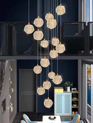 Bubble staircase long chandelier Spiral LED ball light Luxury Loft Living Room Kitchen Home decor Bedroom ceiling chandelier