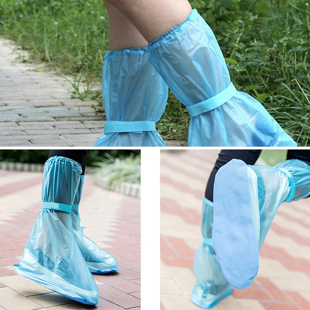

2 Pairs High-tube Waterproof Non-slip Shoe Cover Shoes Protector Rainproof Anti-skid Overshoes Lightweight Portable Mud Snow