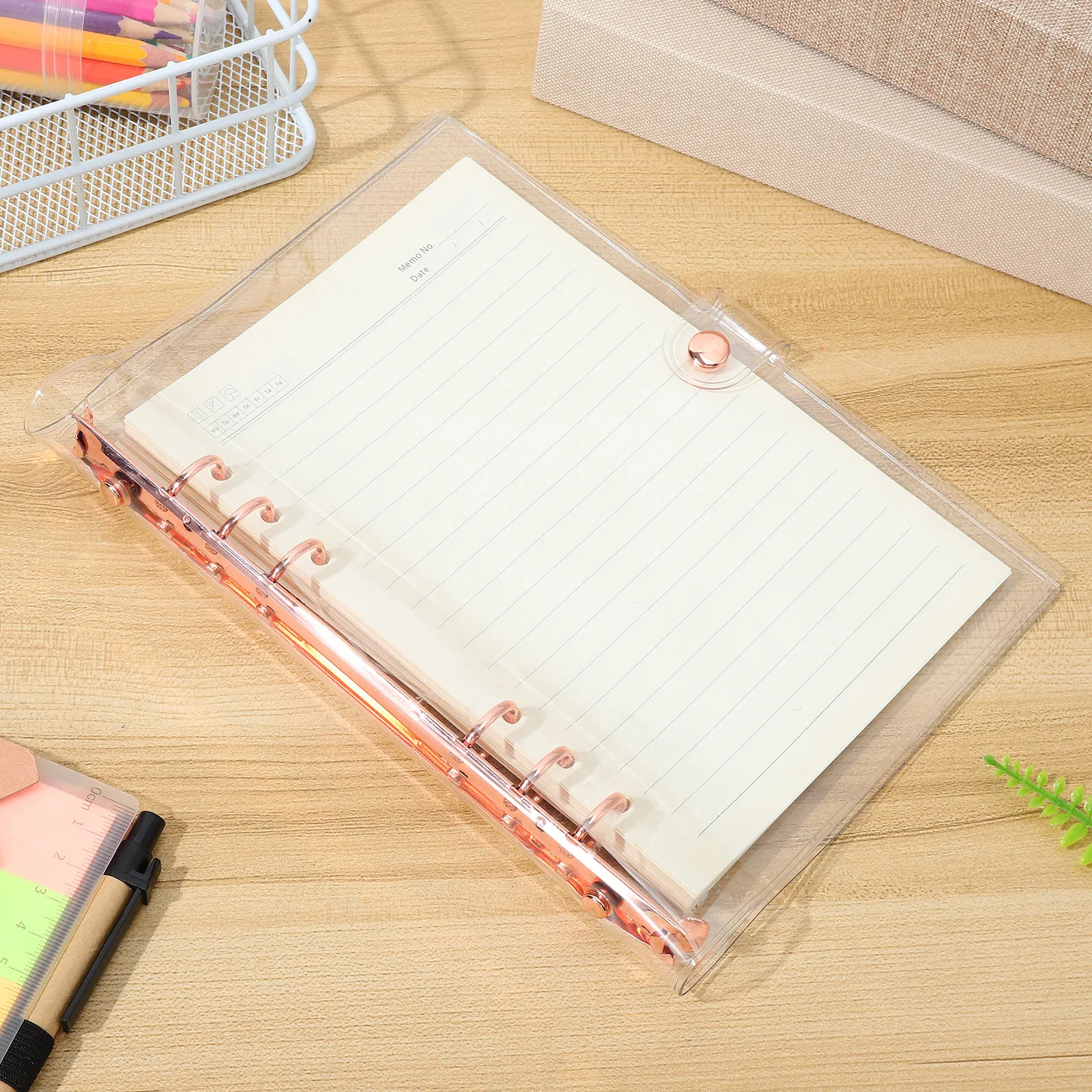 Exquisite Transparent PVC Binder Cover for A5 Loose-Leaf Handbook Wear-Resistant No-Smell Notebook Protective Shell Decorative
