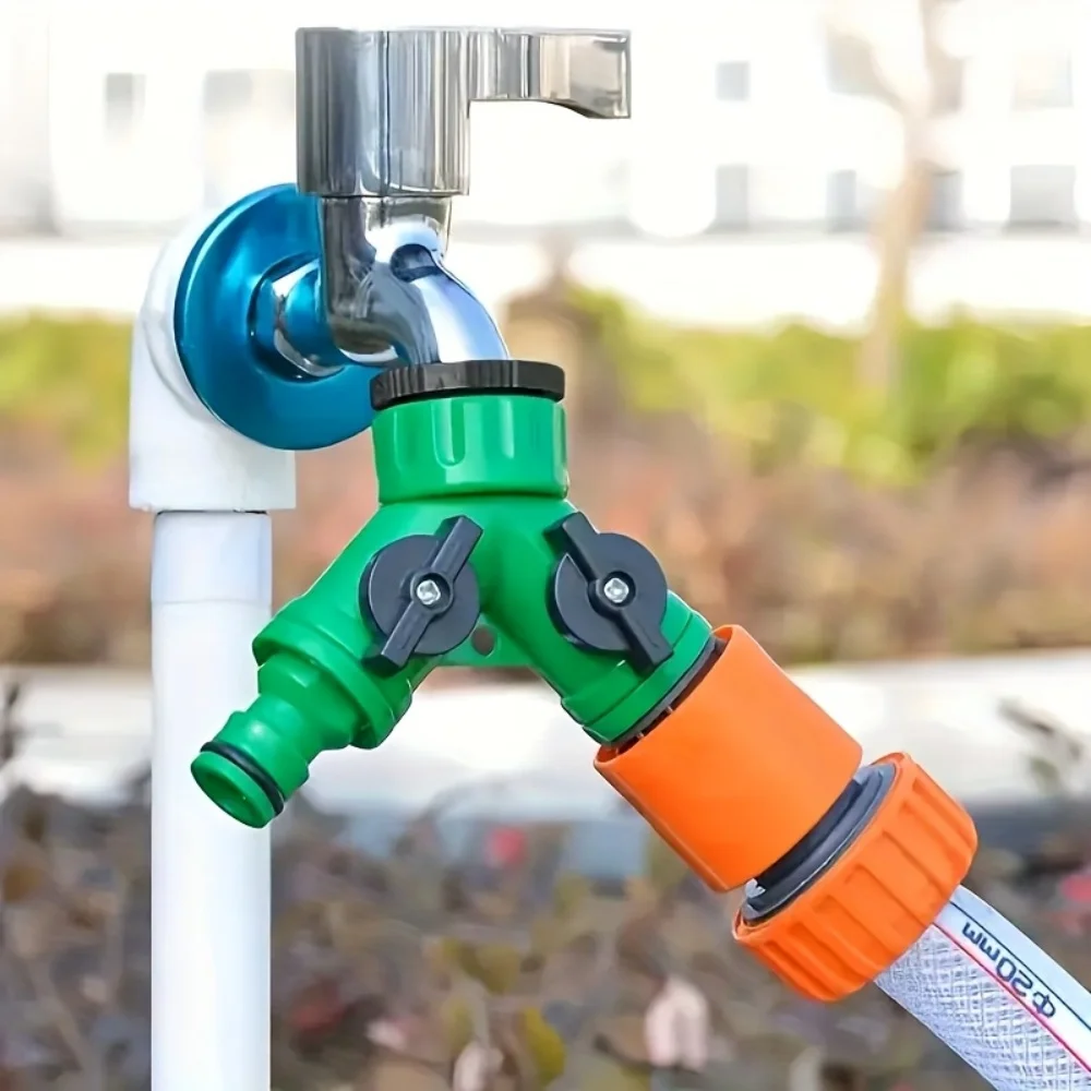 2-Way Y Shape Hose Faucet Splitter Connector, Water Pipe Diverter Adapter for Garden Irrigation, Multi-Purpose Household Plumbin