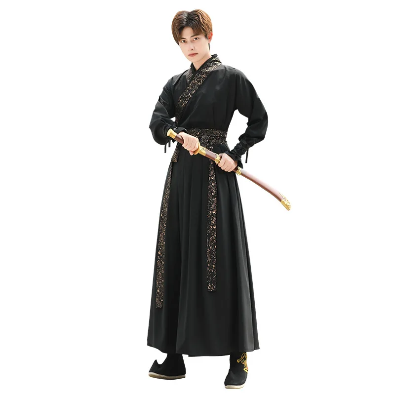 Hanfu Men Chinese Traditional Swordsman Samurai Party Cosplay Costume Han Dynasty Ancient Vintage Hanfu Dress Halloween