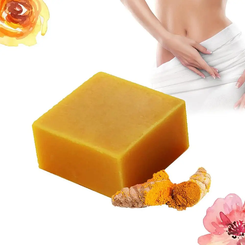 Sabonete Natural Cúrcuma para Todos os Tipos de Pele, Limpeza Profunda, Anti-Acne, Eliminação de Odores, Brilho Artesanal, 80g