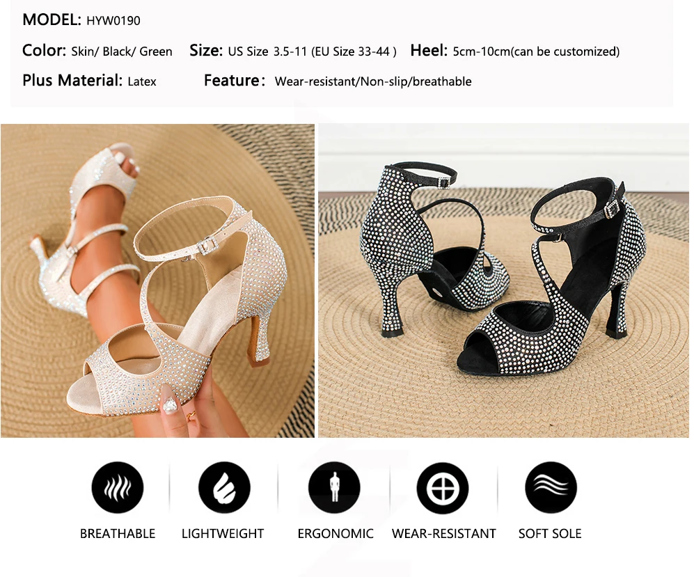CINMIDY Neue Lateinamerikanische Tanzschuhe für Damen, Tango-, Jazz- und Modern-Ballsaal-Tanzschuhe, Damen-Hochzeitsschuhe mit Diamanten, Performance-Sandalen – Detail 2