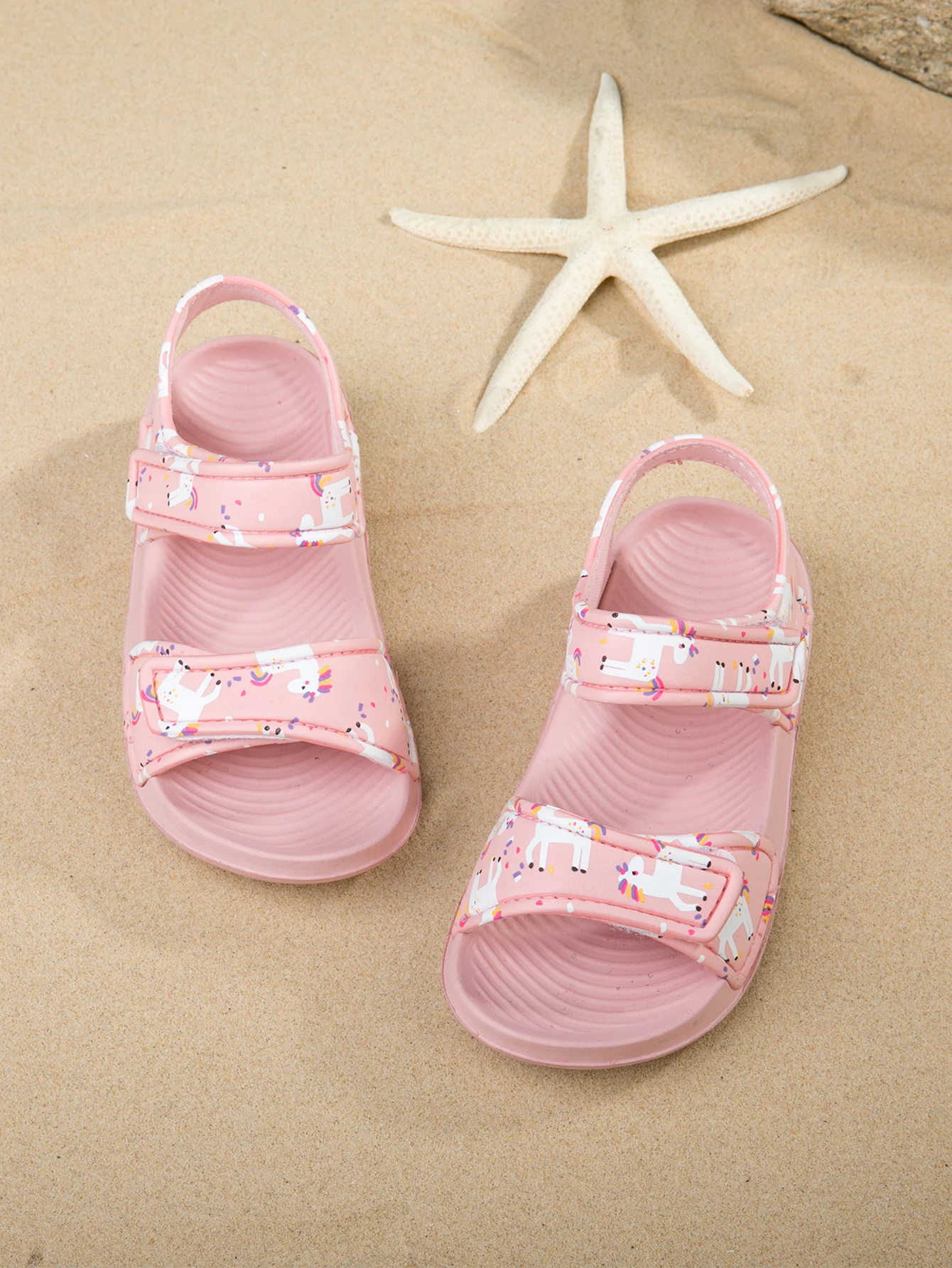 Summer Girls Fashion, Leisure, Comfortable Outdoor Beach Soft Sole Velcro Sandals