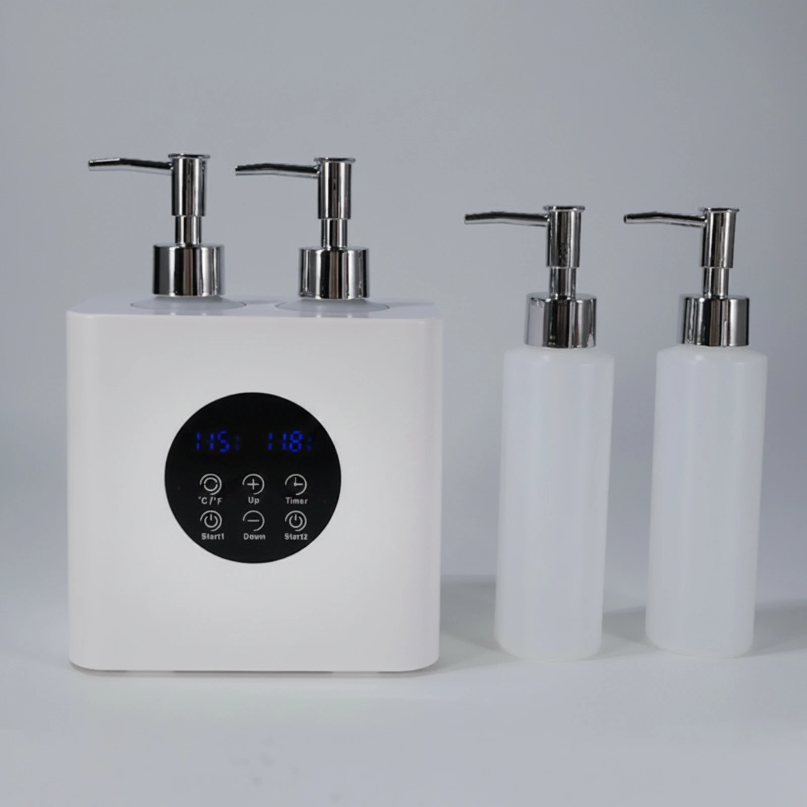 Massage Oil Heater with Dual Bottles Adjustable Temperature Electric Lotion Warmer with Touch Panel for Estheticians, Spa, Salon