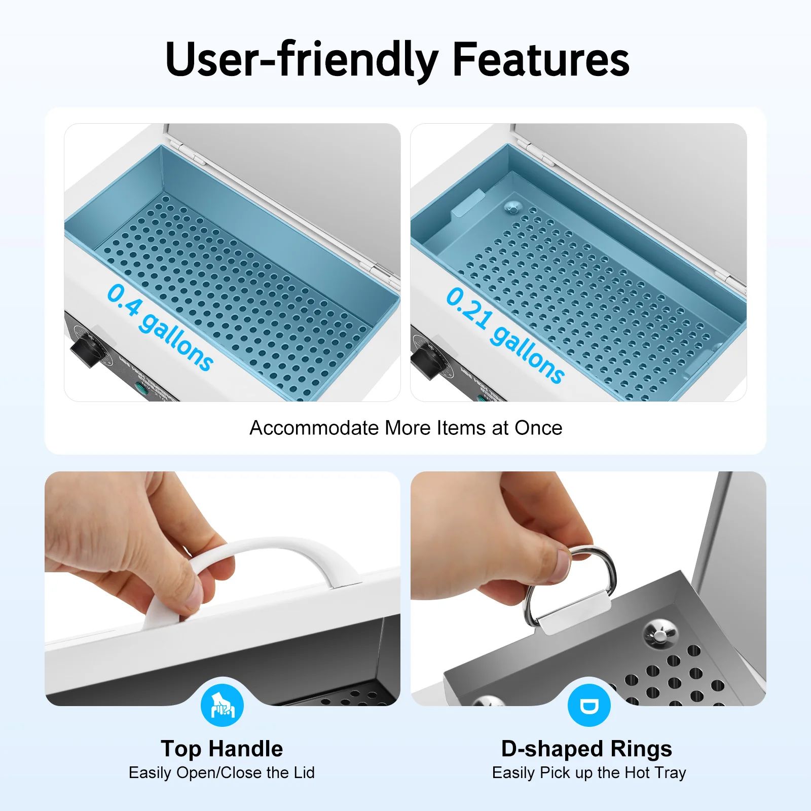 99% sterilisatiesnelheid Warmtesterilisator Desinfectie op hoge temperatuur met 1 lade en 2 D-ringen voor het desinfecteren van nagels, make-up