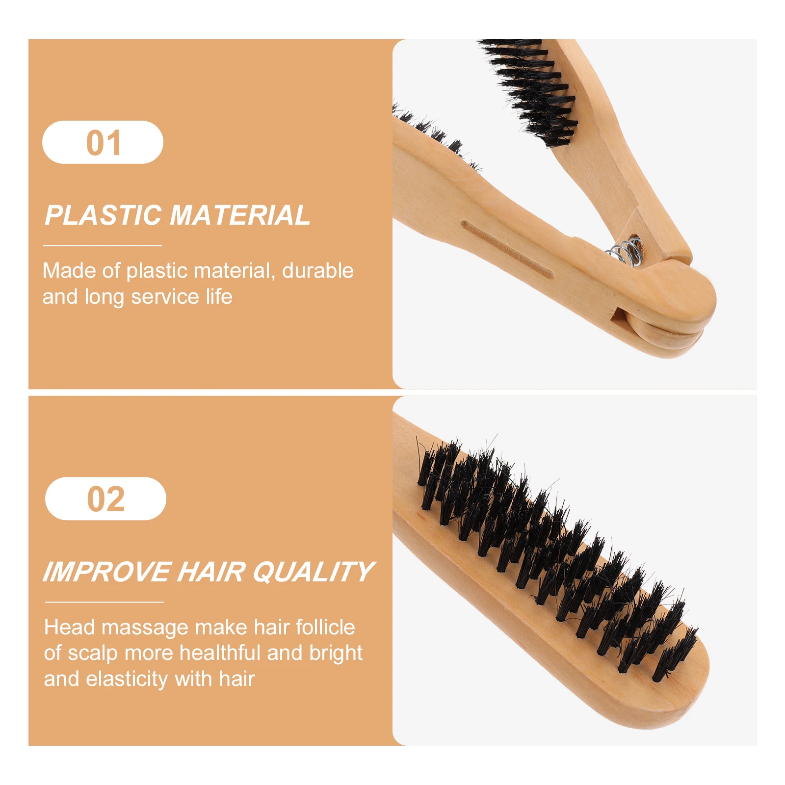 

Premium Bristle Hair Straightening Brush Anti-Scald Manual Comb Ergonomic Design Warm Massage No Power Required Removal