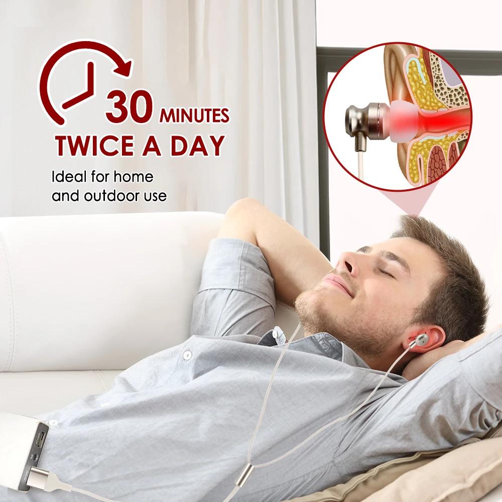 الأذن العلاج بالليزر 650nm LLLT العلاج بالليزر طنين الأذن تشعيع المحمولة USB الضوء الأحمر العلاج الطبيعي التهاب الأذن وسائل الإعلام العلاج