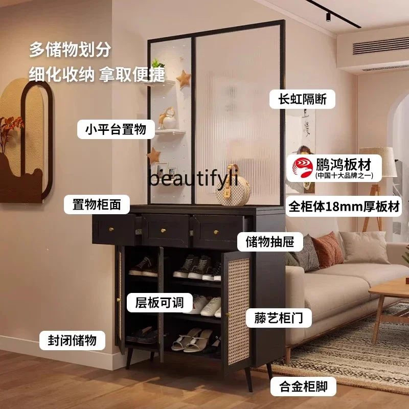 

ss K178 s25 A55 Entry cabinet, living room screen shoe cabinet, Japanese retro glass partition locker
