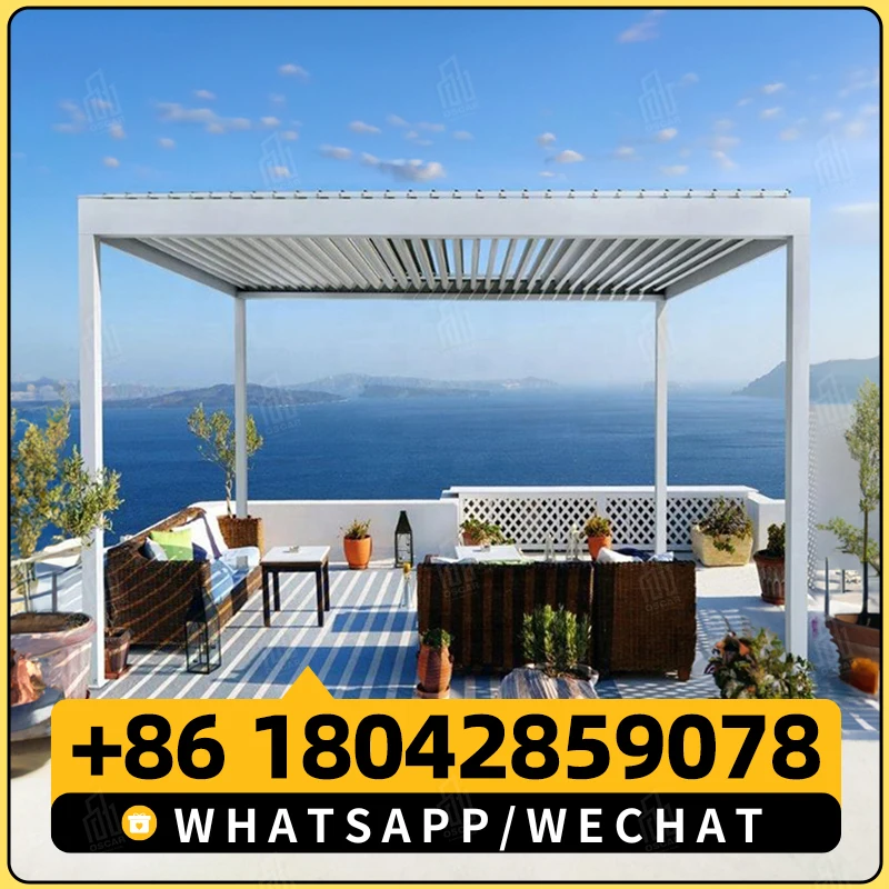 3x3 3x4 4x3 4x4 4x5 4x6 6x3 6x4 6x5 6x6m Modern Garden Outdoor Aluminum Louvered Pergola Pavilion Gazebo Pergole Pergula Pergola