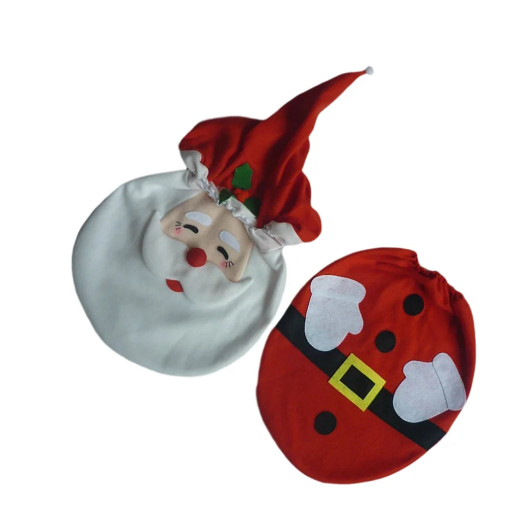 

Christmas Toilet Seat Cover Set Warm Comfortable Bathroom Supplies Pads Rugs Holiday Decor Santa Theme Gifts Ideas
