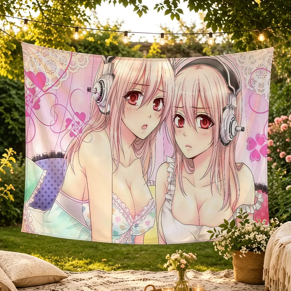 Singer Kawaii Super S-Sonico-S Flaggen-Wandteppich Raumdekoration Wandbehang Ästhetische Schlafzimmer-Werbefläche – Detail 5