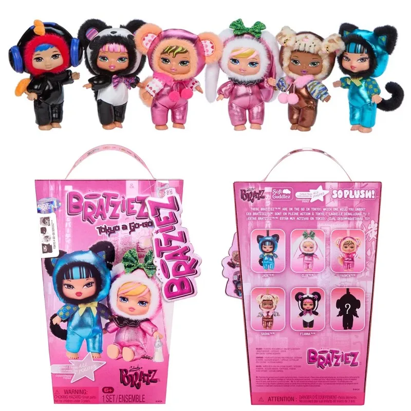 Original Bratz Bratziez Tokyo a Go-Go Series Blind Box Fuzzy Doll Keychain Collectible Desk Ornament Display Toy Bag Pendant