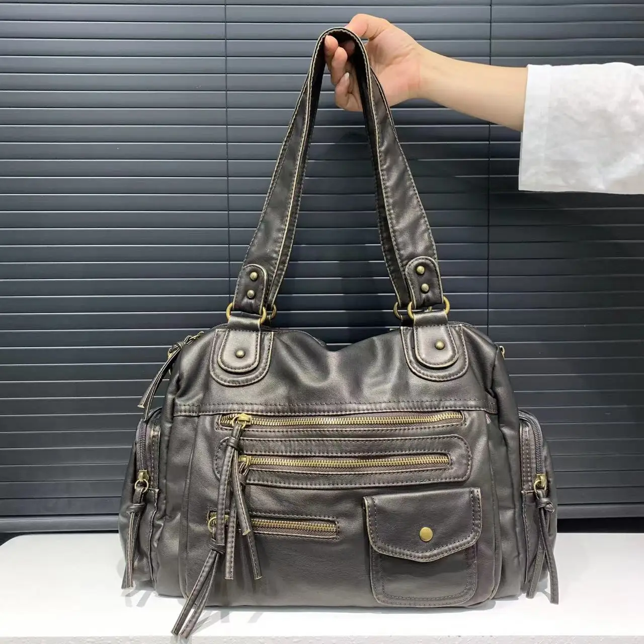 Y2K Hot Girl Single Shoulder Crossbody Bag Vintage Washed Leather
