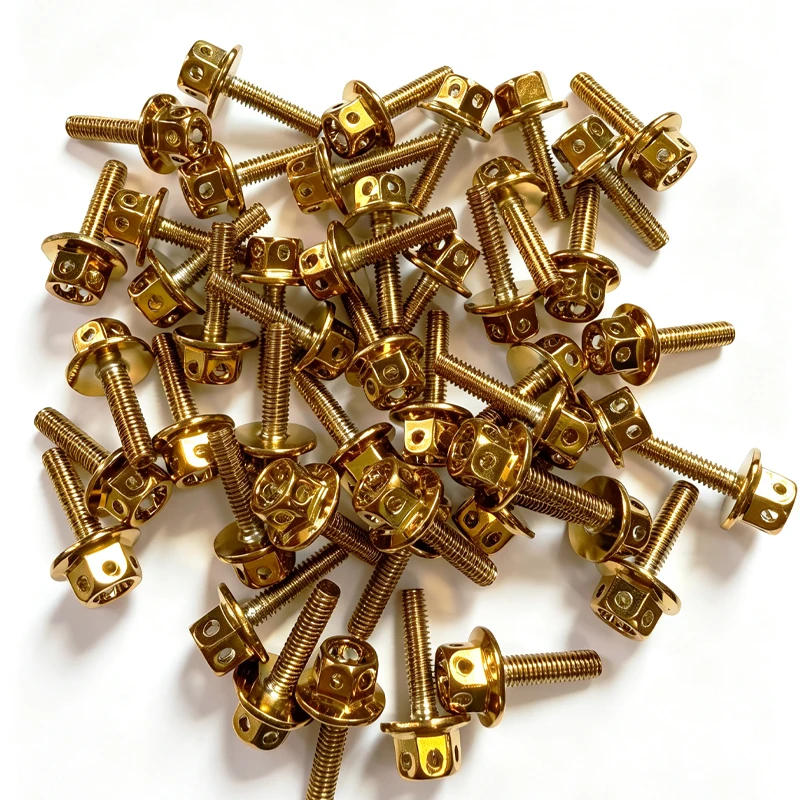 Burnt Titanium External Hex Flower Head Screw M4x16 Complete Modification Hardware for Motorcycle & E‑bike Brake Master Cylinder
