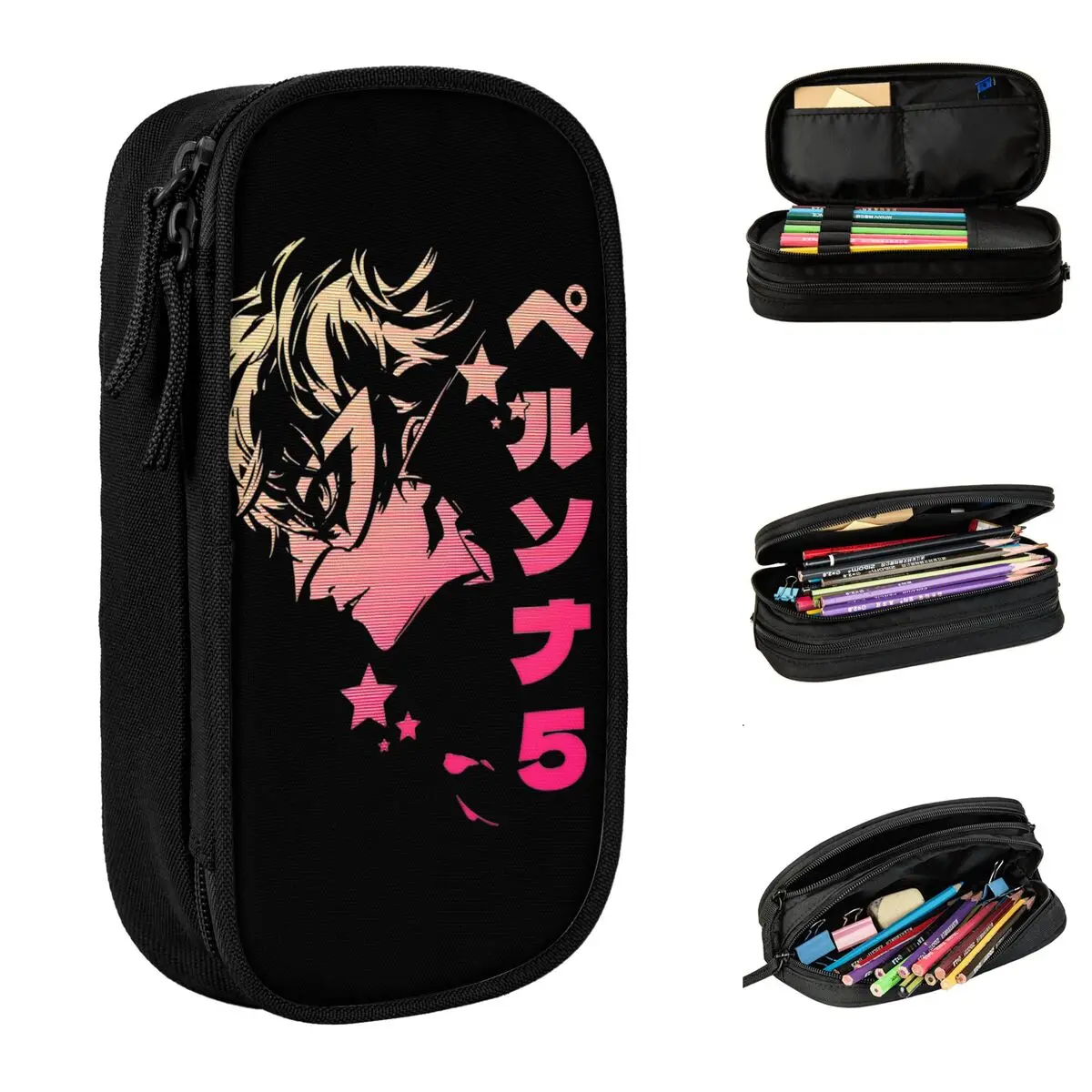 Personas The Phantom Thieves Pencil Case Pen Box Bags for Student Big Capacity Office Zipper Pencilcases