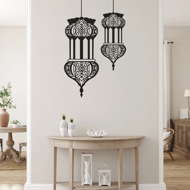 Islamic Lantern Vinyl Wall Stickers Muslim Arabic Art Wall Decals Mosque Home Mural Muurstickers Ramadan Decoration 2024 M-04