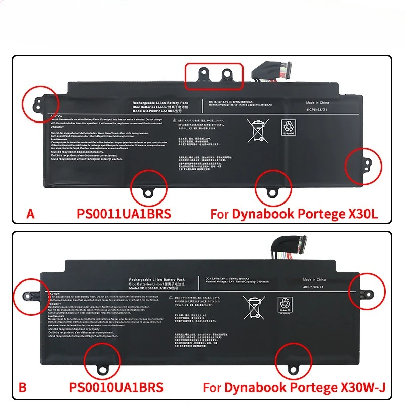 PS0011UA1BRS PS0010UA1BRS 15.4V 3450mAh Laptop Battery For Toshiba Dynabook Portege X30L Dynabook Portege X30W-J