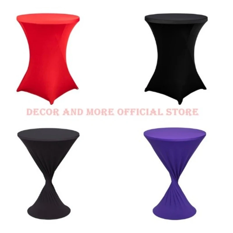 1PCS Polyester Solid Spandex Tablecloths Black Purple Red Round Table Covers Wedding Hotel Cocktail Table Cloth Lycra  60X110CM