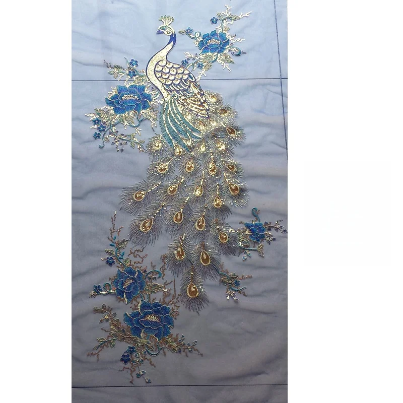 Gold-Red Peacock Floral Embroidered Trim All-Over DIY Festive Costumes Stage Outfits Perfect Trim