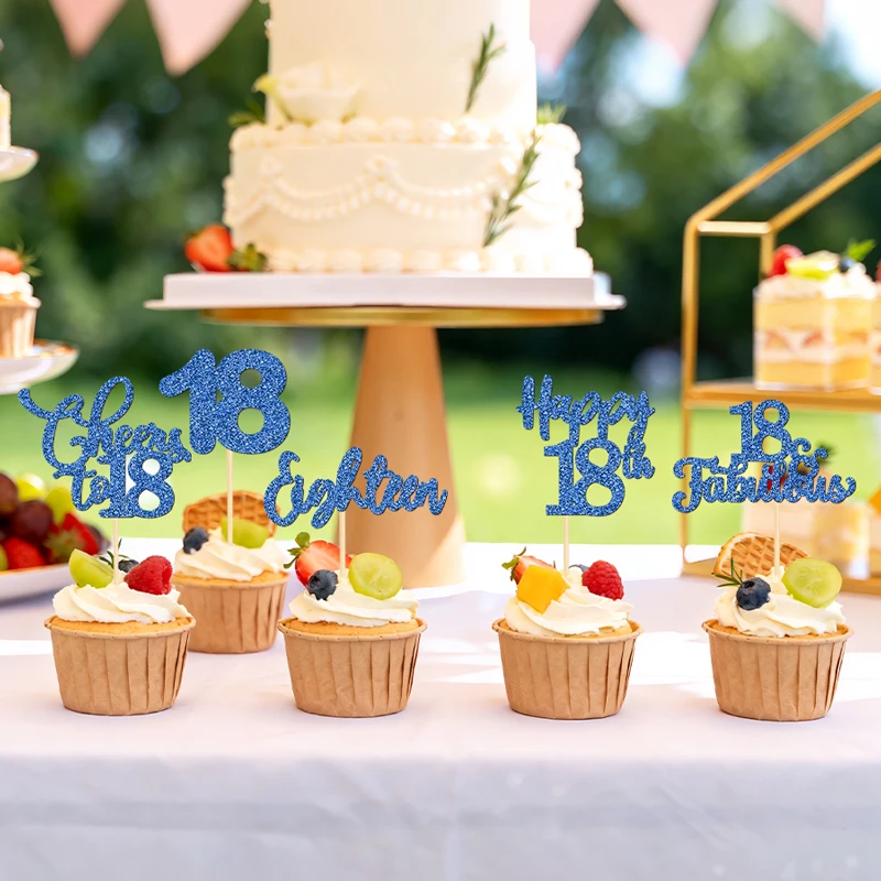 YOMDID 25 Cupcake-Topper zum 18. Geburtstag, glitzernde Cupcake-Topper zum 18. Geburtstag, glitzernde Cupcake-Picks zum 18. Geburtstag – Detail 11
