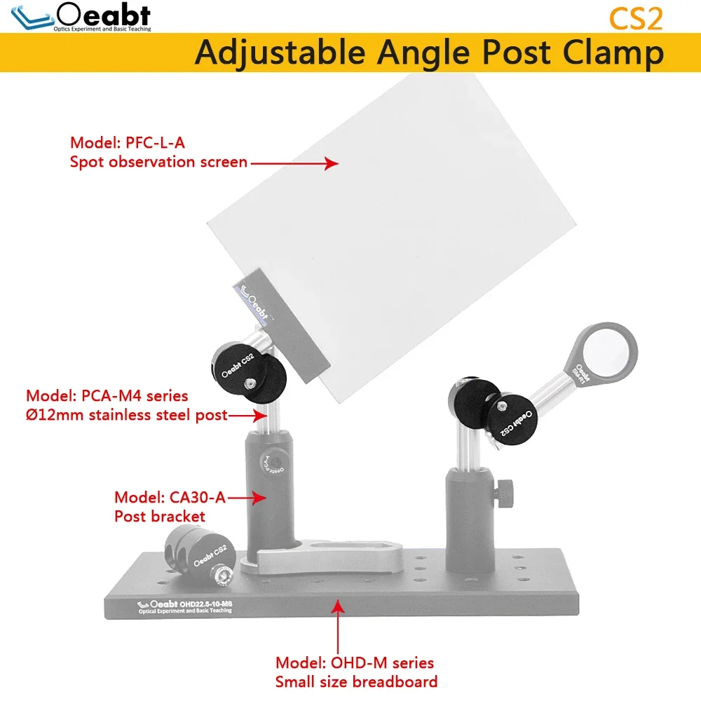CS2 Adjustable Angle Post Clamp 360°Rotating Optical Post Connecting Fixture Sliding Fixed Block Optical Axis Universal Research